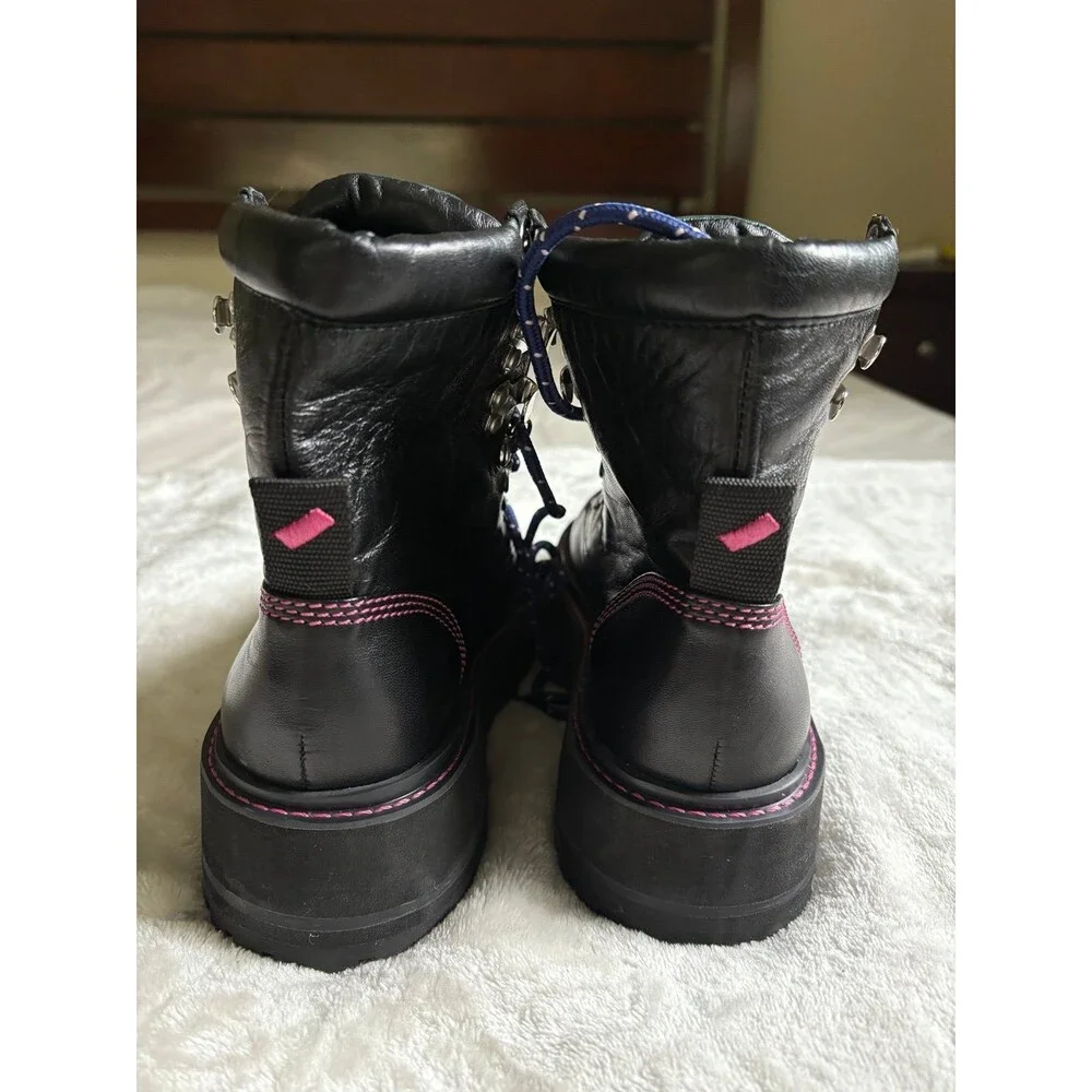 Larroudé Jordan Black Forest Moto Combat Leather Platform Hiker Boot Grunge Punk - Picture 5 of 8